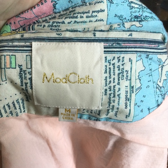 Rare ModCloth Go Global Map Atlas Blazer M - Picture 6 of 6